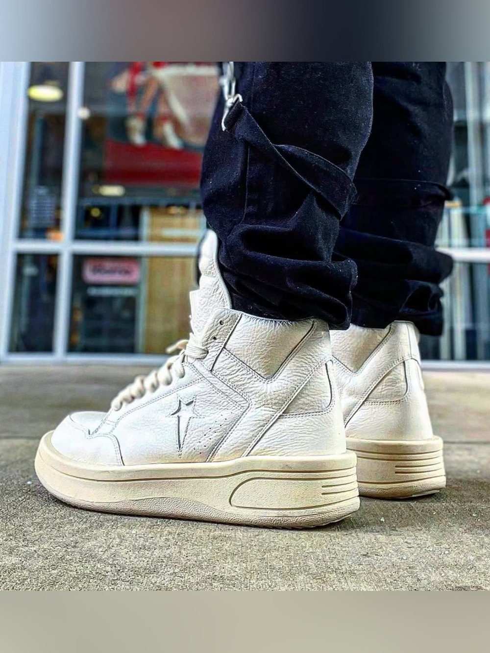 Rick Owens DRKSHDW x Converse TURBOWPN Platform Sneakers - White / Egret - 7.5